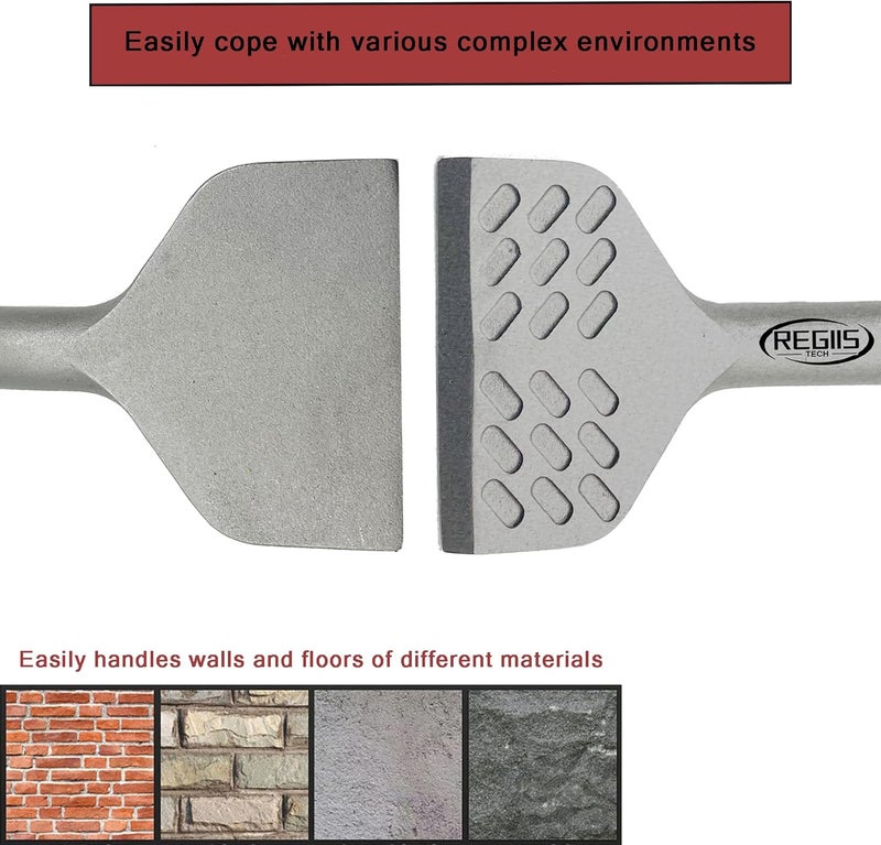 Regiis Tech SDS Plus Floor Scraper 3 in. x 6.5 in. Wide Angled Flooring Adhesives Remover, Cranked Thinset Removal Tool Chisel Bit for Rotary Hammer Drill - Image 4